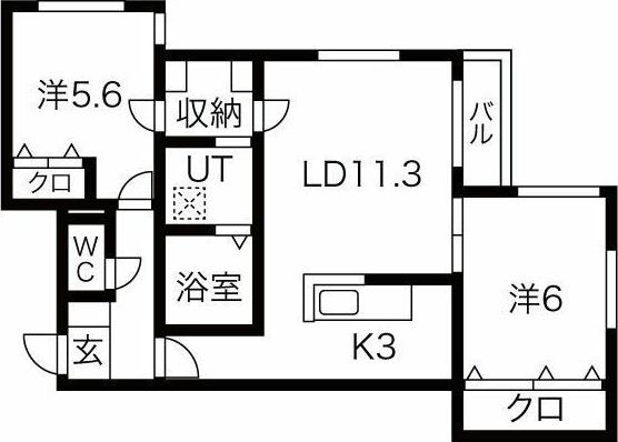 COLORE SW.KIKUSUI(2LDK/2階)の間取り写真