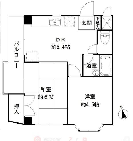 レジデンス鹿野II(2DK/3階)の間取り写真