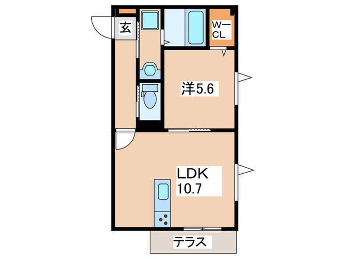 ENKYO β(1LDK/1階)の間取り写真