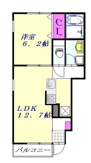 マイシティウエスト(1LDK/1階)の間取り写真