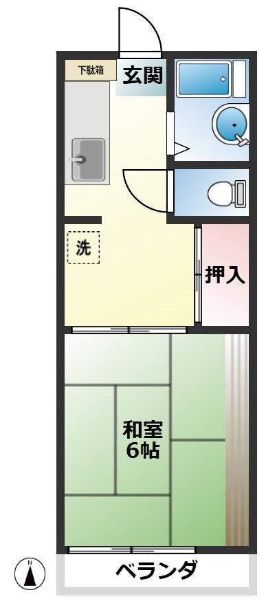 ハイツみどり(1K/1階)の間取り写真