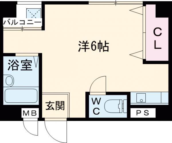 コーポならまち(ワンルーム/5階)の間取り写真