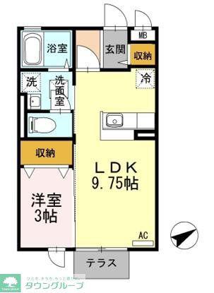 スリーエイト扇(1LDK/1階)の間取り写真
