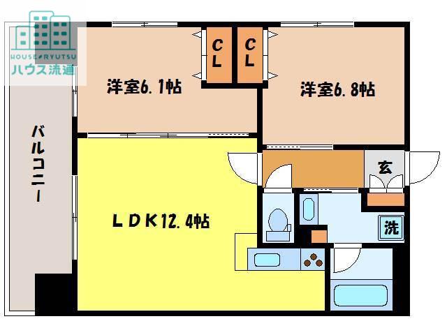 ABITI浜町(2LDK/11階)の間取り写真