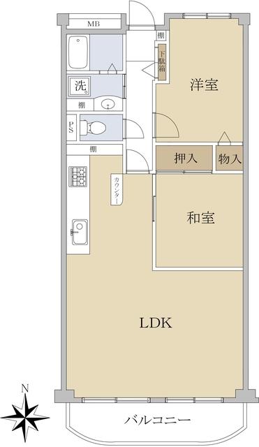 夙川グリーンタウン南棟(2LDK/7階)の間取り写真