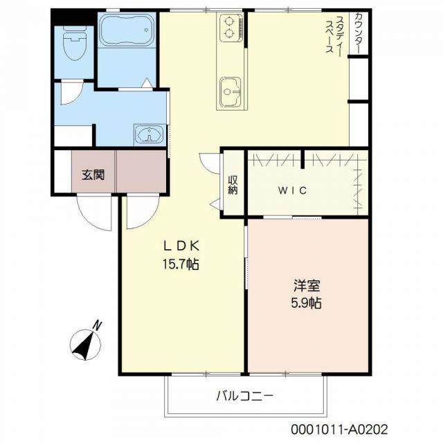 ヒルサイド都(1LDK/2階)の間取り写真