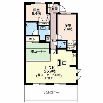 グリーンコート広沢(2LDK/1階)の間取り写真