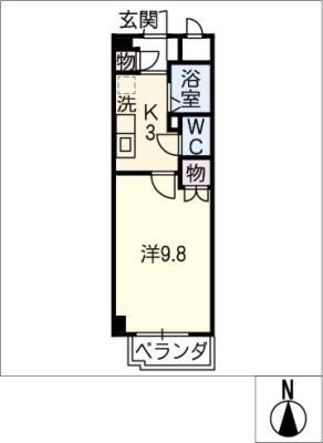 アメニティ堀越(1K/4階)の間取り写真