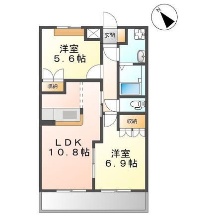 アシューレ(2LDK/2階)の間取り写真