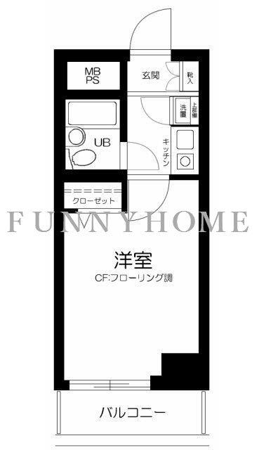 ライオンズマンション都立大学第2(1K/2階)の間取り写真