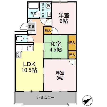ローズハイツ川口(3LDK/4階)の間取り写真