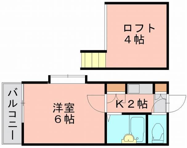 サンライズ野芥(1K/2階)の間取り写真