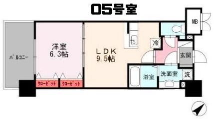 グランドテラス新都心(1LDK/13階)の間取り写真