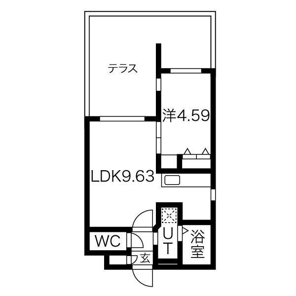 SEPT南郷(1LDK/1階)の間取り写真