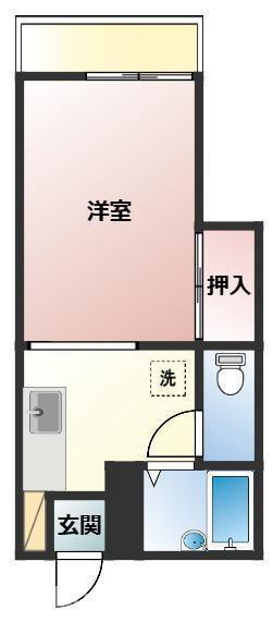 Kハイツ(1K/1階)の間取り写真