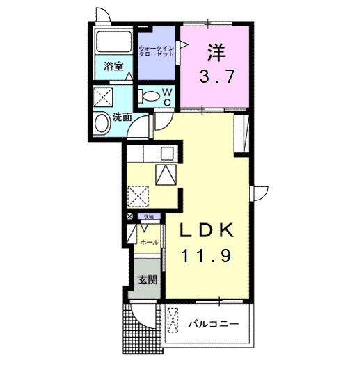 ビオーラ・ブローテ(1LDK/1階)の間取り写真
