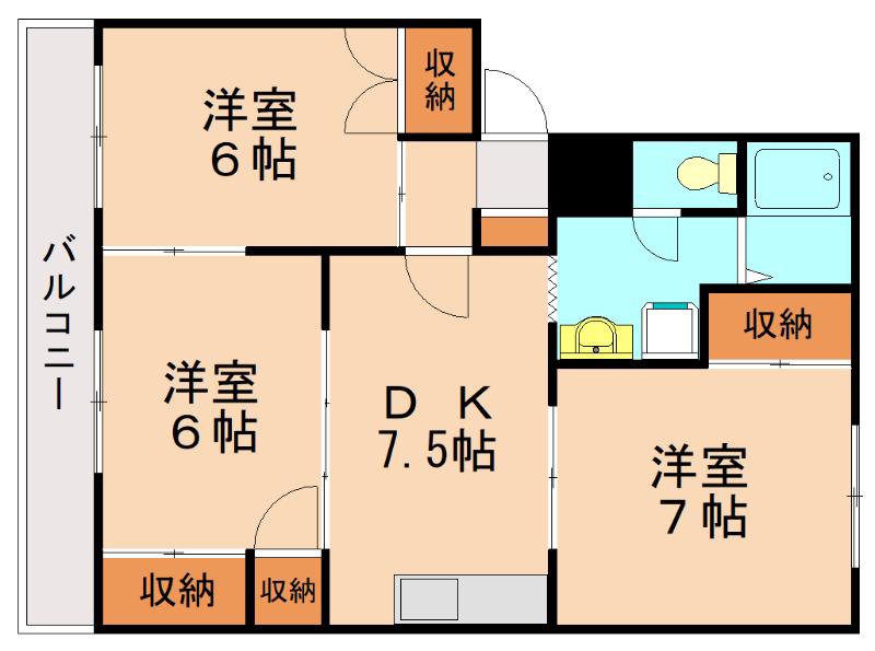 グローヴ安部山II(3DK/1階)の間取り写真