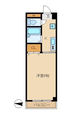 スカイフジ(1K/3階)の間取り写真