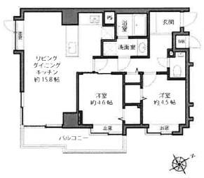 ウイン麻布十番ハラビル(2LDK/2階)の間取り写真