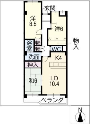 三和シャトー(3LDK/2階)の間取り写真