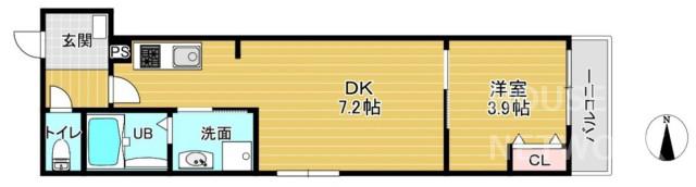 アドバンスコート四条堀川II(1LDK/1階)の間取り写真