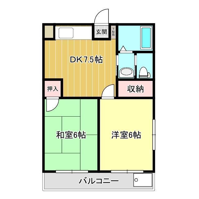 宮崎ハイツ(2DK/2階)の間取り写真