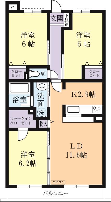 ラ・メルヴェーユ(3LDK/4階)の間取り写真