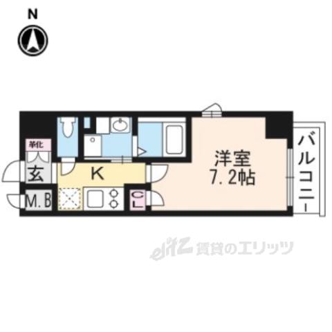 エスカーサ京都四条梅津606(1K/6階)の間取り写真