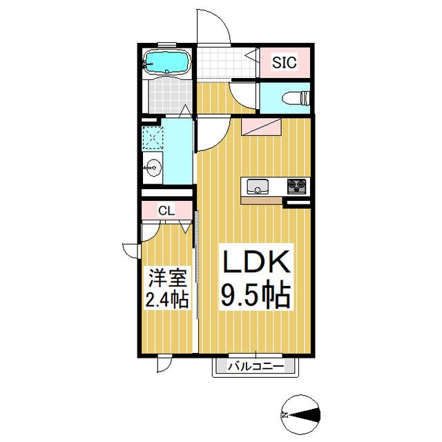 ヴィラ・ベルデ(1LDK/1階)の間取り写真