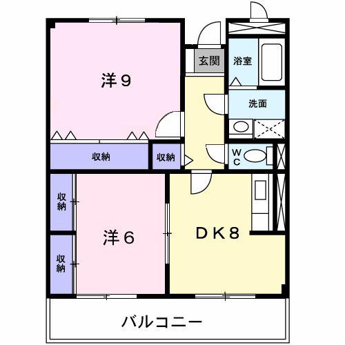 ファミリーステイツ2(2DK/3階)の間取り写真