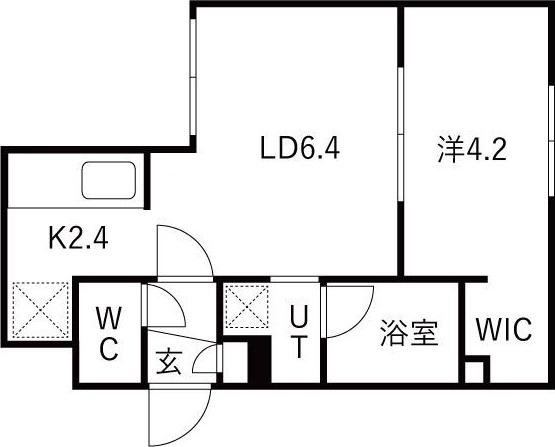 ACTIVAT元町  北25条東16丁目MS(1LDK/1階)の間取り写真