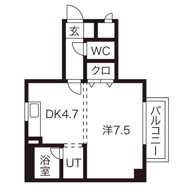 アルコン南郷9(1DK/4階)の間取り写真
