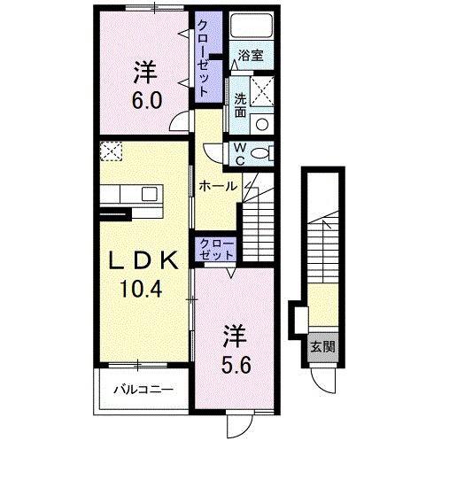 ラフレシール(2LDK/2階)の間取り写真