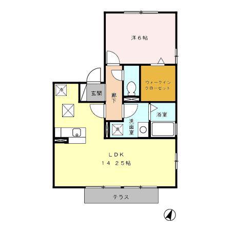 リビングタウン葵町A(1LDK/1階)の間取り写真