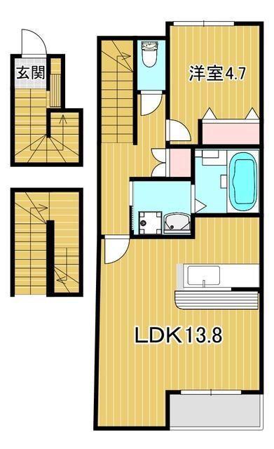 LA U LEA富沢(1LDK/1階)の間取り写真