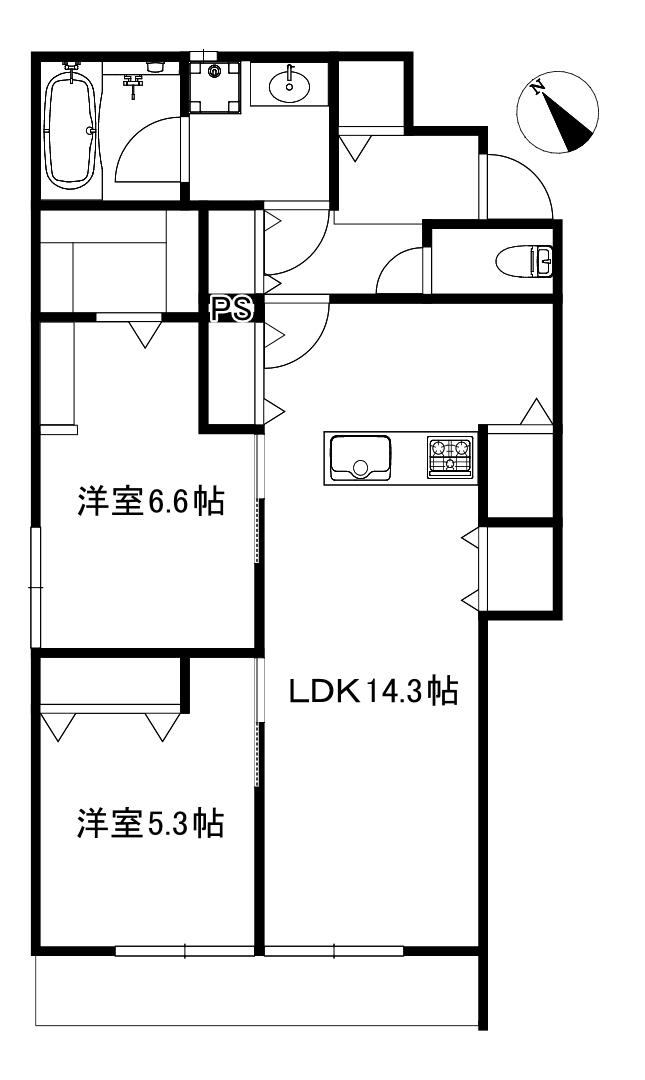 グランミッシェル(2LDK/2階)の間取り写真