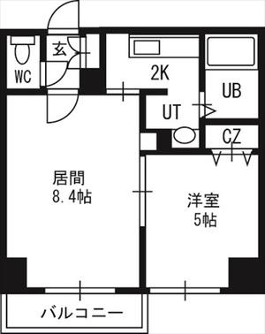WILL DO南12条(1LDK/3階)の間取り写真