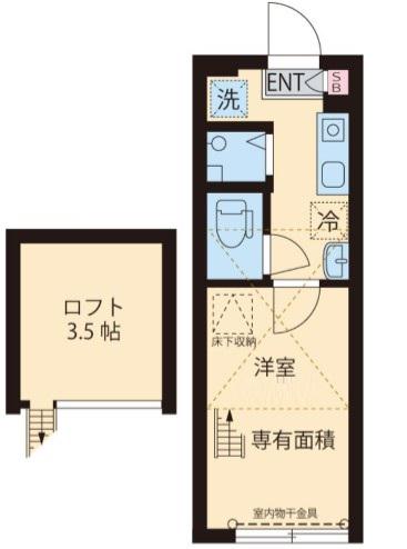 プチハウス2(1K/2階)の間取り写真