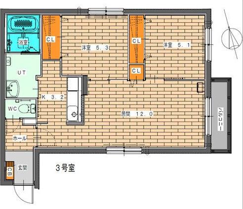 OS1番館(2LDK/2階)の間取り写真