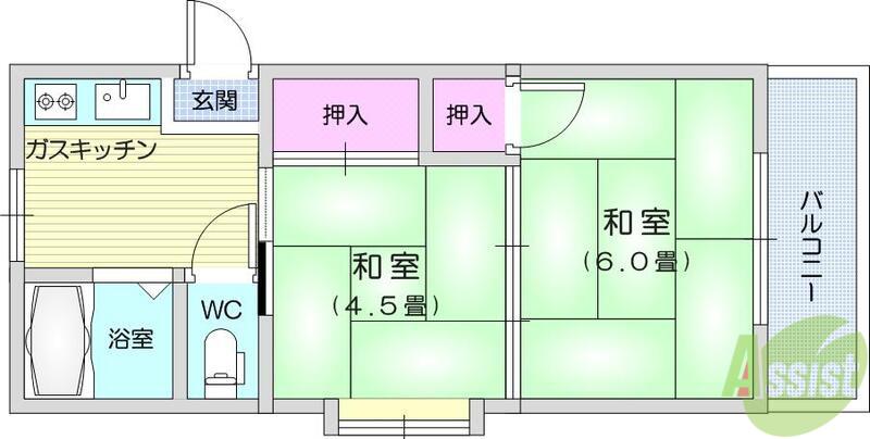 サトウコーポ(2K/1階)の間取り写真