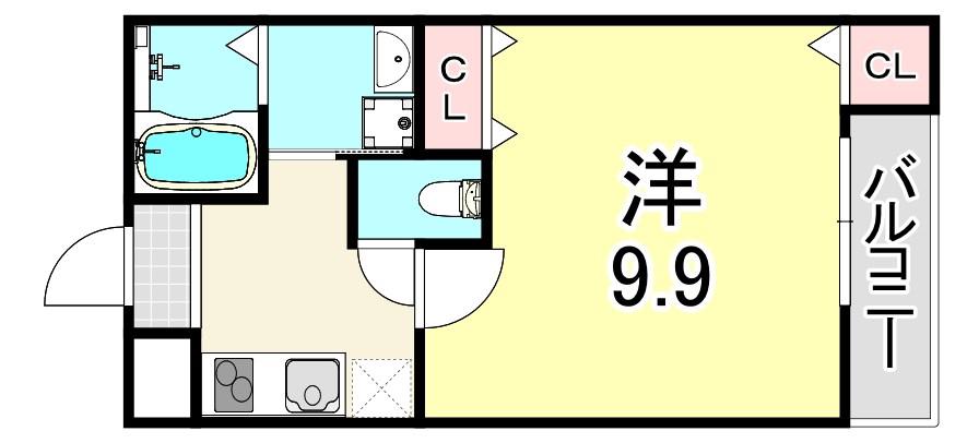 フジパレス長洲公園I番館(1K/1階)の間取り写真