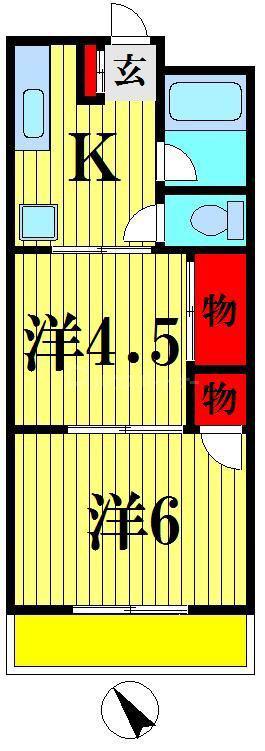 RE・PATIO松戸(2K/1階)の間取り写真