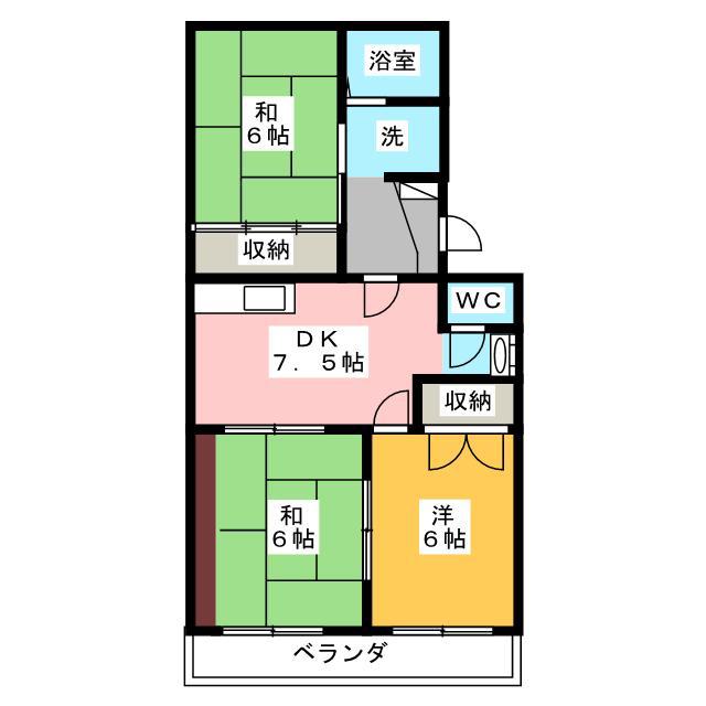 コーポトマトIII(3DK/2階)の間取り写真