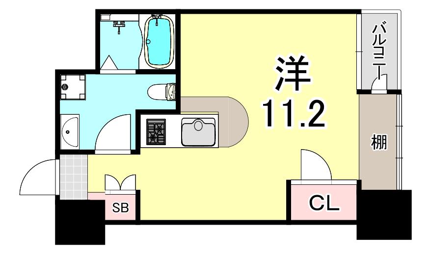 シャンブル杭瀬(ワンルーム/4階)の間取り写真