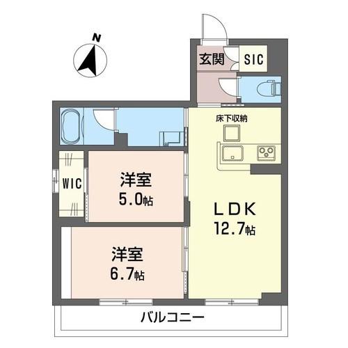 リラフォート南林間(2LDK/3階)の間取り写真