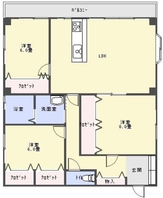 ボン・アヴェニール(3LDK/3階)の間取り写真