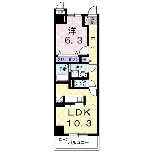 アルモニ-・アビタシオン(1LDK/5階)の間取り写真