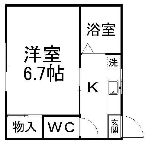 山岸ハイツ(1K/2階)の間取り写真