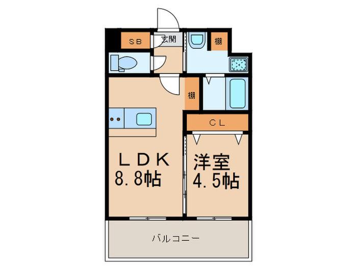 ランドマーク香椎駅前(1LDK/2階)の間取り写真