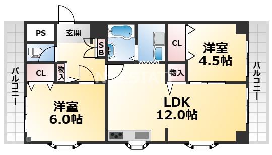 SHAROM HIRANO(2LDK/2階)の間取り写真
